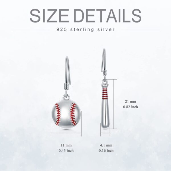 Baseball Earrings for Women Sterling Silver Baseball Bat Earrings Sport Lover Jewelry Gifts – Image 5