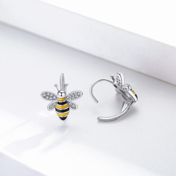 Bee Earrings S925 Sterling Silver Bumble Honey Huggie Hoop Earrings Bee Jewelry Gifts for Women Girls Teen – Image 2