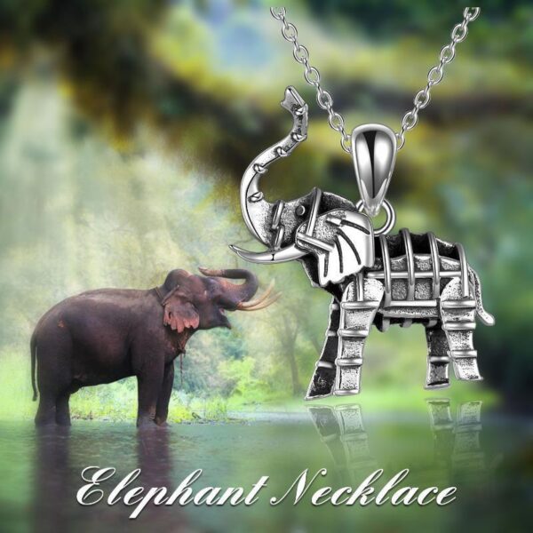 Sterling Silver Oxidized Elephant Pendant Necklace for Women and Men – Image 3