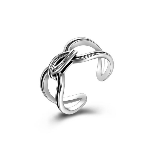 Sterling Silver Spliced Oxidized Opening Ring For Man And Woman – Image 4