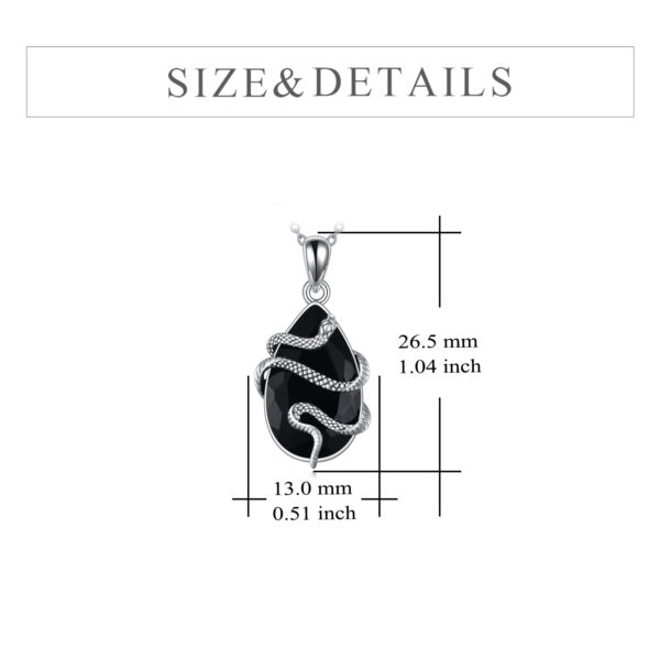 Sterling Silver Black Obsidian Tourmaline Crystal Snake Necklace Jewelry as Gifts – Image 2