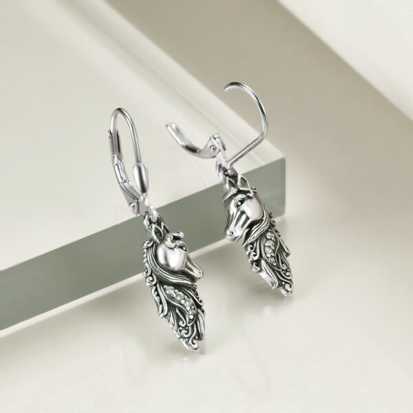 Sterling Silver Horse Dangle Drop Leverback Earrings Jewelry Gifts – Image 5