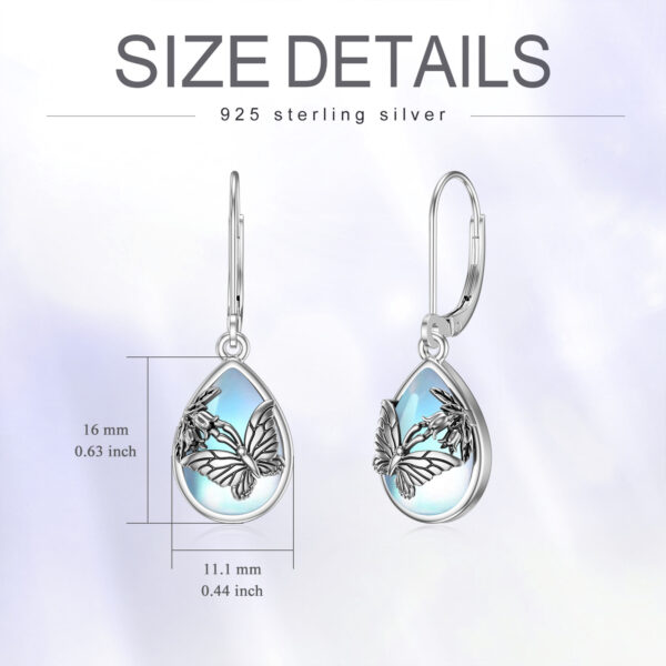 Butterfly Leverback Earrings 925 Sterling Silver Butterfly Moonstone Earrings For Women – Image 5