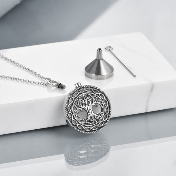 Tree of Life Urn Necklace Sterling Silver Circle Cremation Pendant Necklace Family – Image 4