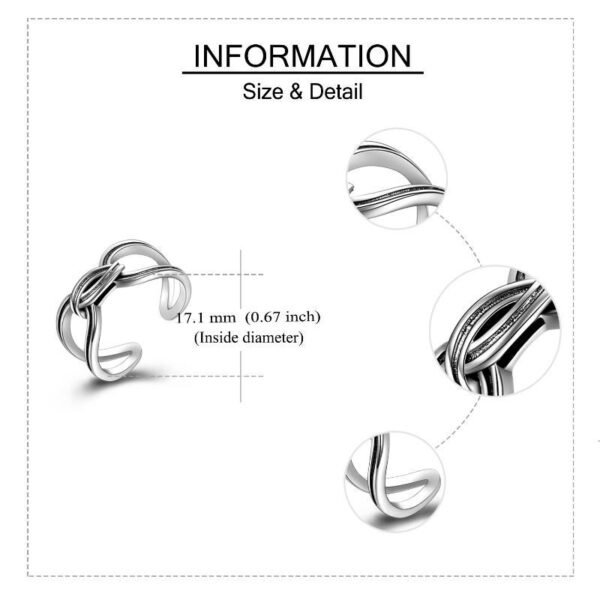 Sterling Silver Spliced Oxidized Opening Ring For Man And Woman – Image 6