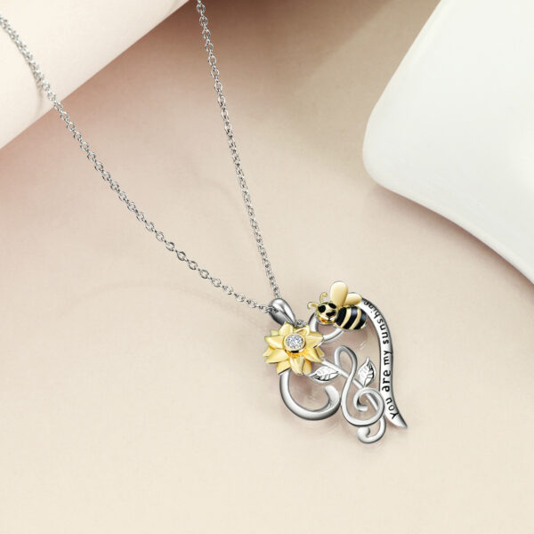 Bee Necklace Sterling Silver Sunflower Necklace You Are My Sunshine Sunflower Flower Pendant Jewelry for Women – Image 6