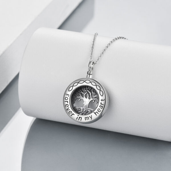 Tree of Life Urn Necklace Sterling Silver Circle Cremation Pendant Necklace Family – Image 3