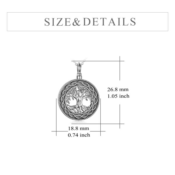 Tree of Life Urn Necklace Sterling Silver Circle Cremation Pendant Necklace Family – Image 2